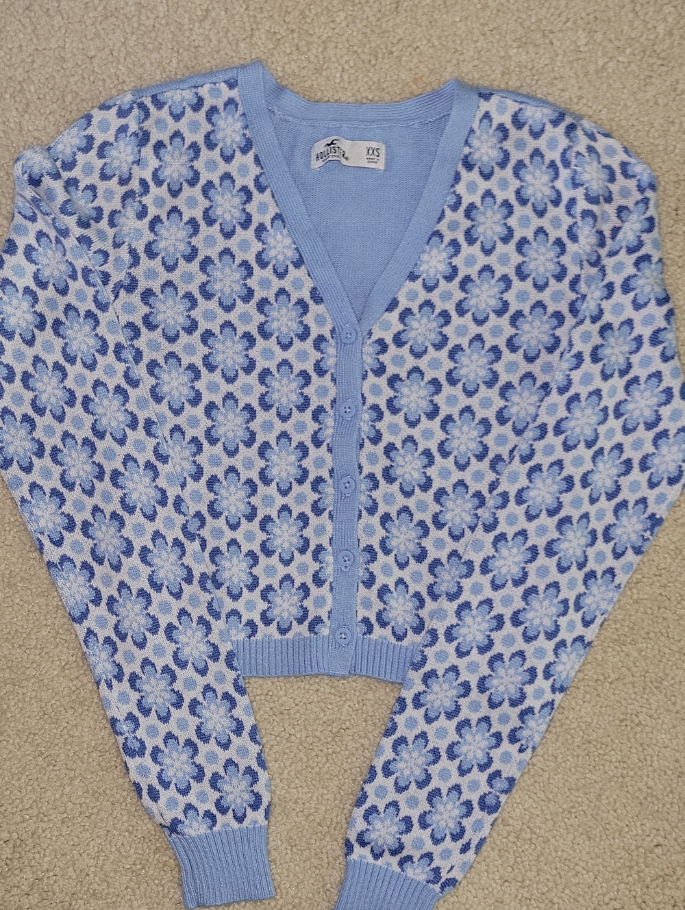 Hollister Crop Cardigan Sweater - Light Blue